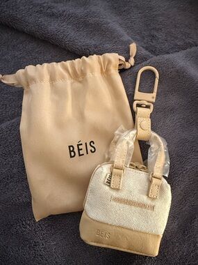 BEIS weekender bag charm in beige